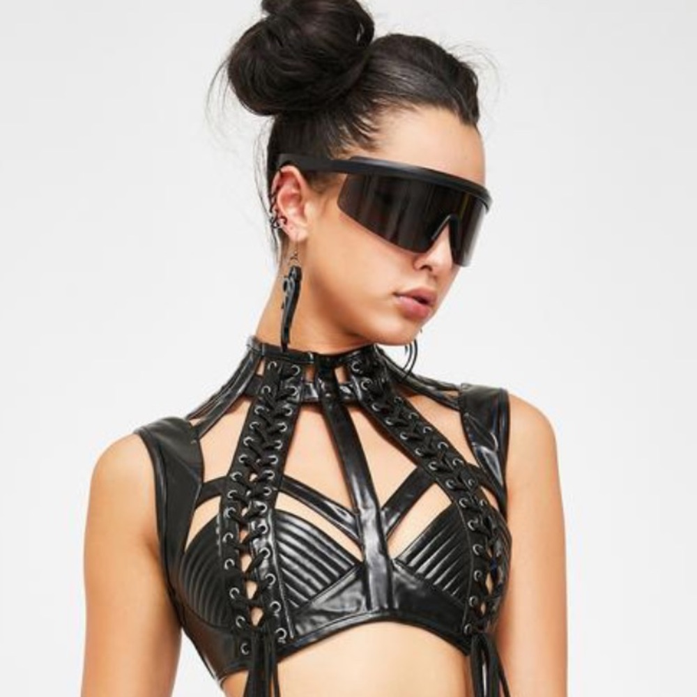 CLUB EXX RUDE AWAKENING LEATHER HARNESS TOP